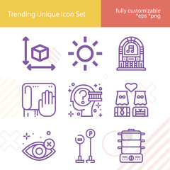 Simple set of dim related lineal icons.