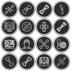 16 pack of fracture  lineal web icons set