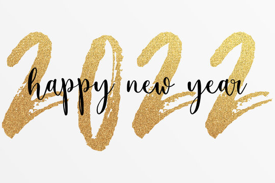 2022 - Happy New Year 2022 Gold Glitter