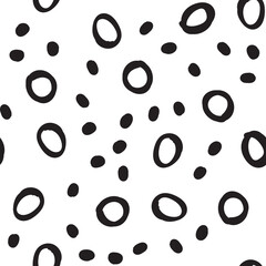 Doodle dots seamless pattern. Hand drawn circles background. Monochrome texture.