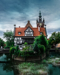 Old buildings and tenement houses in the city of Gdansk, historical monuments of Gdańsk, Poland.