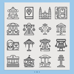 Simple set of attractions related lineal icons.