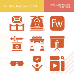 Simple set of conclusion related filled icons.