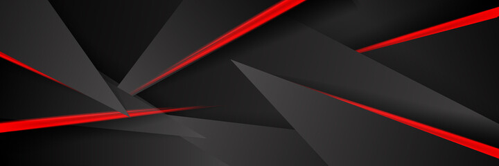 Black red game background with 3d triangle shape