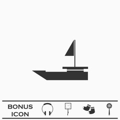 Yacht boats icon flat.