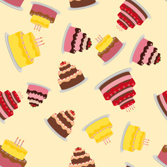 Birthday Cake Seamless Pattern Background Vector Illustration