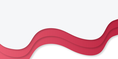 Red white business abstract background with wave curve paper cut style