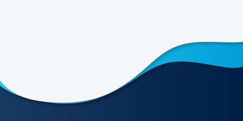 Modern blue white wave abstract background with paper cut style