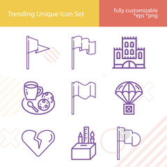 Simple set of siege related lineal icons.