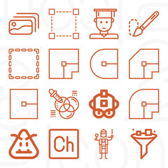 16 pack of traits  lineal web icons set