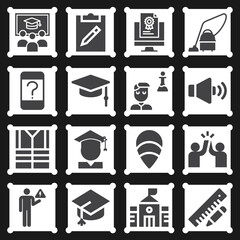16 pack of graduation  filled web icons set