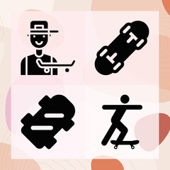 Simple set of skateboard related filled icons