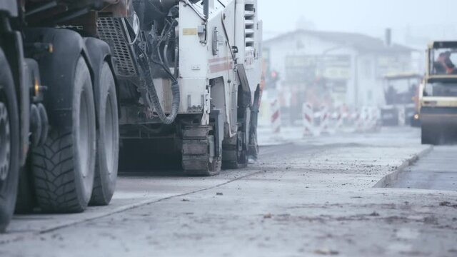 Machinery working on new road 4K