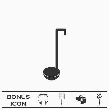 Ladle spoon icon flat.