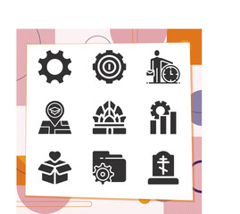 Simple set of 9 icons related to establishment