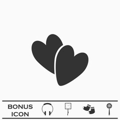 Obraz premium Valentines love heart icon flat.