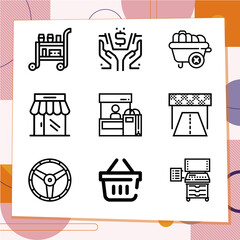 Simple set of 9 icons related to raced