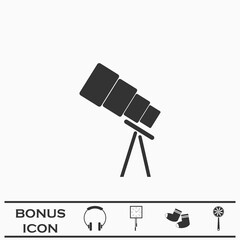 Telescope icon flat.