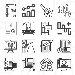 16 pack of concluded  lineal web icons set