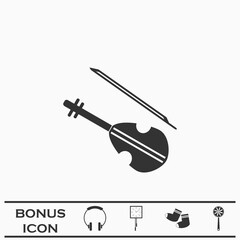 Violin icon flat.