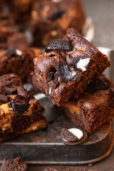 Brownies with peanut butter ,chocolate and cookies