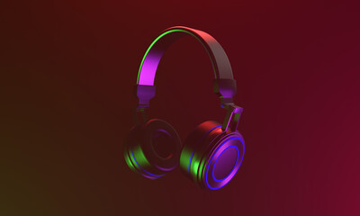 Fototapeta na wymiar Headphones on a bright background. Music. 3D rendering.