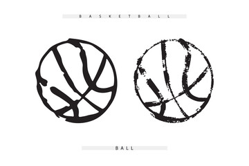 Hand drawn basketball ball. Grunge style. Logo for t-shirt design, poster, banner.