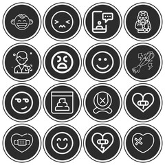 16 pack of distress  lineal web icons set
