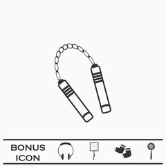 Nunchaku weapon icon flat.