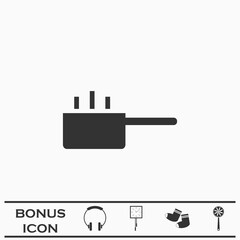 Fototapeta premium Hot cooking pot icon flat.