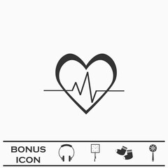 Heartbeat icon flat.