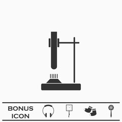Tube on fire icon flat.
