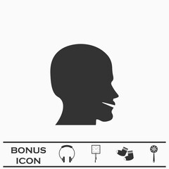 Man's face shape icon flat.