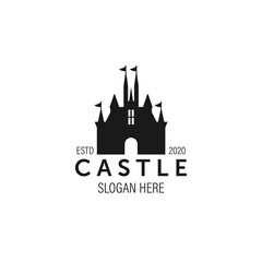 Obraz premium castle silhouette logo illustration vector template design