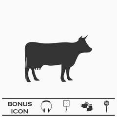 Cow icon flat