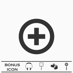 Medical cross icon flat