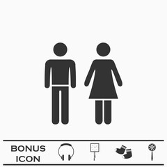 Man and woman icon flat