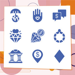 Simple set of 9 icons related to treasure