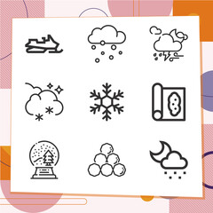 Simple set of 9 icons related to hard drug