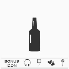 Beer bottle icon flat