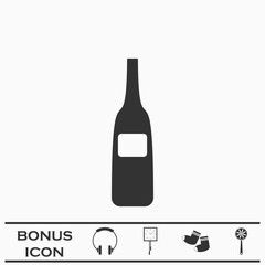 Wine bottle icon flat