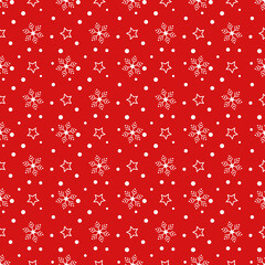Seamless winter pattern with stars and snowflakes. Vector illustration EPS 10.