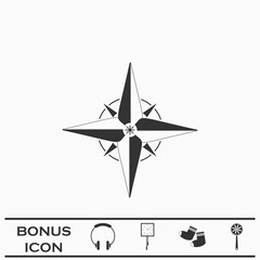 Compass, windrose icon flat