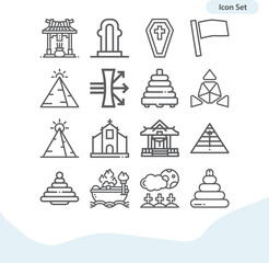 Simple set of tomb related lineal icons.