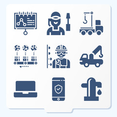 Simple set of 9 icons related to physical science