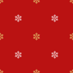 Red and golden christmas seamless pattern / texture with snowflakes. Vector illustration EPS 10.