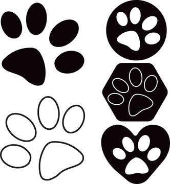 Set of animal paws. Vector illustration.