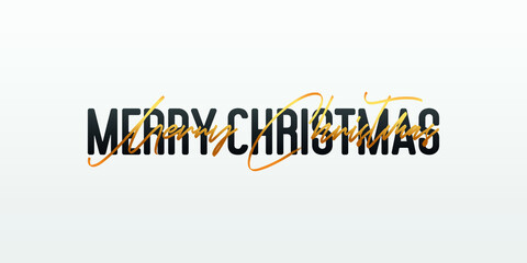 Merry Christmas Illustration with black and golden font