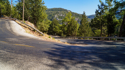 Rural serpentine mountain road