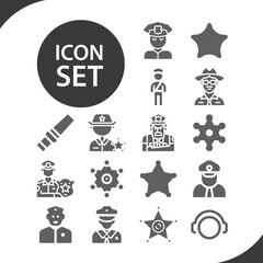 Simple set of law officer related filled icons.